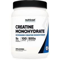 Nutricost 크레아틴 모노하이드레이트 5000mg 분말 파우더 500g, 크레아틴 500g