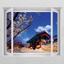 [바보사랑] ih338-맑은 하늘아래 기와집_창문그림액자_뮤럴시트지[꾸밈], 상세 설명 참조, 타입선택:E타입-모던블랙