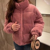 여성 코듀로이 패딩 보온 심플 두꺼운 키작녀 오버핏 골덴 다운 자켓 corduroy padded jacket JX1556