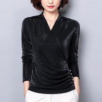 에블 대박걸 은하수 랩 스타일 반짝이 긴팔 블라우스 여성 티셔츠 4color M-5XL