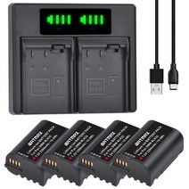 파나소닉 LUMIX DC-S5 DC-S5K 카메라용 4X 2280mAh DMW-BLK22 DMW BLK22 배터리 LED 듀얼 충전기, 4 배터리 1 충전기, 03 4 battery 1 charger