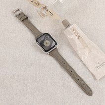 타임스토리 디먼트 애플워치 호환 슬림 가죽 스트랩, 그레이