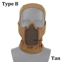 서바이벌게임 전술게임 사냥 보호 헤드 기어 군사 전술 Balaclava 모자 전투 반 얼굴 철강 메쉬 Airsoft 페, CHINA, 03 tan type B