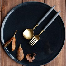 아이스크림용 밀빵용 골드티스푼포크 마카롱전문점용, 디저트포크 차콜, 1개