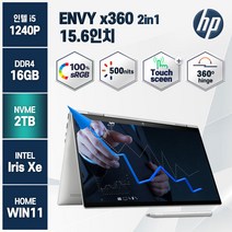 HP 엔비 X360 2in1 15.6인치 인텔12세대 i5 윈도우11 홈 터치노트북, HP ENVY, WIN11 Home, 16GB, 2TB, 코어i5, 실버