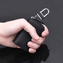 카니발하이리무진 샵스토어 모던 가죽 차키 홀더 키케이스 전차종 지퍼형 자동차키케이스, 블랙