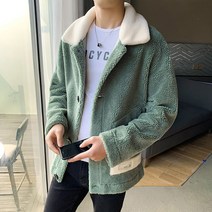 FANSYLI 남자 램스울 코트 느슨한 양털 두꺼운 자켓 겨울 가디건 코트 410호 10A23