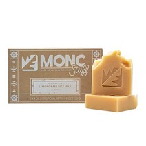 MONCstuff 천연 바 비누 2팩 (태국 아메리카노 & 타마린드) 남성 및 여성용 - 유기농 코코넛 오일 쌀 우유 등을 사용하여 수작업으로 제작 얼굴과 바디용 콜드 프로세스, Lemongrass Rice Milk Aloe Ve