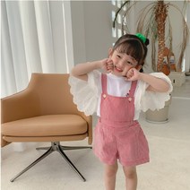 여아 멜빵바지 반바지 체크바지 여름반바지 멜빵 점프슈트