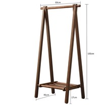 나무 원목 행거 긴옷 접이식 옷걸이 스탠드행거 원룸 드레스룸 매장 A타입, 월넛 600나무선반