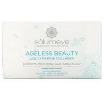 Solumeve 에이지리스 뷰티 글루코사민 함유 액상 해양 콜라겐 관절 및 결합 조직 지원 망고 사과 맛 10병 병당 50ml(1.69fl oz)