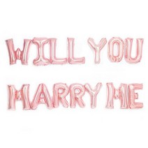 메세지 은박풍선 세트 청혼 WILLYOUMARRYME 로즈골드