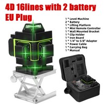 4D 16라인 그린 레이저 레벨 미터 수평기 수직 측량기 목공 바닥 타일 판넬, 4D TypeB 2 배터리, 1개