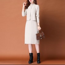 르엠마 SET 가디건 [신상] 긴팔원피스 여성니트 중년원피스 여성스웨터 스웨터 롱 니트 폴라티 목티 롱원피스 가을원피스 롱니트 니트원피스 겨울 원피스 81000