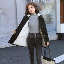 4칼라 여성 패딩 패딩 양모 안감 코트 여성용 따뜻한 파카 두꺼운 트렌치 코트