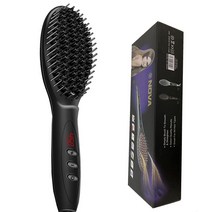 긴머리웨이브고데기 Electric Hair Straightener Brush LCD Heating Ionic Hot Comb Iron Anti Static Cera, 01 black with box_01 미국