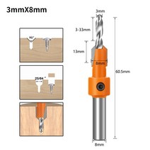 목공 스텝 드릴 카운터 싱크 라우터 비트 세트 8/10mm 생크 HSS 나사 추출기 목재 밀링 커터용 Remon 철거, [02] 3mmX8mm