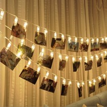 led 가랜드 사진집게 감성캠핑 전구사진집게, LED사진가랜드1M+LED사진가랜드1M