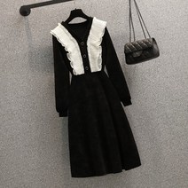 긴팔 원피스 봄가을 클래식 우아한 빅사이즈 여성의류 인싸템 작은 키 뚱뚱한 슬림핏 점프슈트 페이크 3663868836