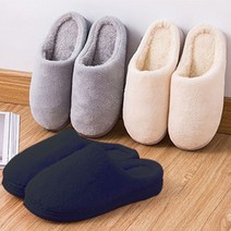 부드러운 벨벳 실내용 거실 사무실 털실내화 층간소음 방지 거실화 앞막힌 겨울 방한 털 슬리퍼, 여성 아이보리