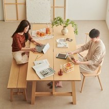 한샘 그로브 와이드 Lite 2000 식탁 벤치세트 스칸디의자2 벤치1 포함, B형 라운드(B)