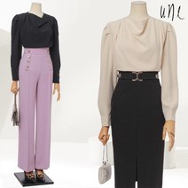 윈 럭셔리핀턱퍼프터틀블라우스