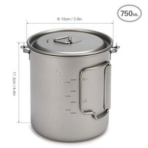 티타늄 컵 머그 포트 야외 휴대용 식기 캠핑 피크닉 워터 컵 접이식 핸들 300 350 420 550 650 750ml, 1-750ml 뚜껑 포함