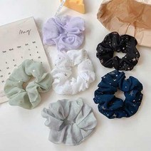 청순 러블리 메쉬 반짝 별 여자 곱창밴드 2개 헤어곱창 주름 머리끈 여대생