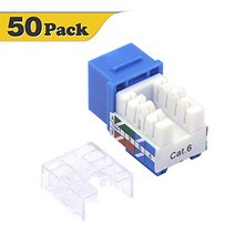 VCE 50 Pack RJ45 Cat6 90-Degree Keystone Jack Insert Ethernet UTP Cat6 Keystone Jacks with Keystone, 1