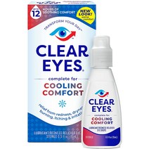 [미국]Clear Eyes Cooling Comfort 점안액 인공눈물 안구건조 15ml x 3통, 3팩