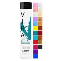 Celeb Luxury Gem Lites 컬러워시 프로페셔널 반영구 헤어 컬러 디포짓 샴푸 앰버 250ml8.25온스 1팩, Viral Teal Colorwash Shampoo C
