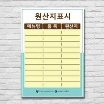 배너마켓 원산지표시판 방수 A3 사이즈 식당 업소용, 1개, 디자인_21_포맥스3T