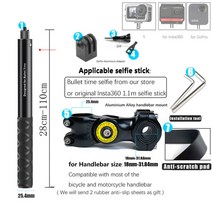 tuyu 오토바이 자전거 카메라 홀더 핸들 바 브래킷 스탠드 insta360 one x2 r amp 고프로 dji yi 인비저블 셀카봉 악세서리, sm01-2o