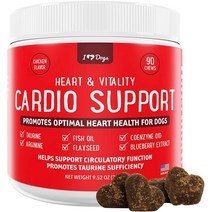 강아지영양제 iHeartDogs 심장 및 활력 강화 지원 - 멸치 오일 타우린 아마씨 아르기닌 블루베리 추출물 코엔자임 Q10이 함유된 강아지 건강 보조제