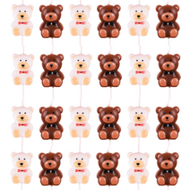 곰돌이 초 24개 생일초 도매 특이한 캔들, 01 갈색 리본곰돌이 24세트