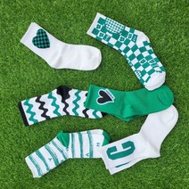 베르데 골프 초록 하트 그린 여성 미들 중목 양말, C로고