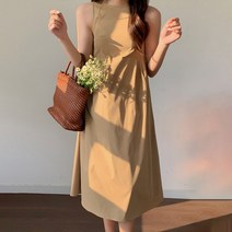 드레스허그 힐링 민소매 루즈 미디엄 원피스