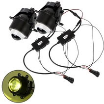 전반사 스포트라이트 L/H 빔 자동차 안개등 슈퍼 브라이트 H11 Bi LED 범용 2pcs 레이저 프로젝터 렌즈 12V, 02 Yellow light