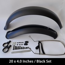 자전거 펜더 24/26/20 "x4.0 팻 타이어 머드 가드 세트 BMX 접이식 스노우 MTB 사이클링 액세서리, 04 Black 20x4.0
