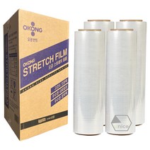 [유니스몰/정품 정규격보장] 오공 스트레치필름 공업용랩 4롤 1박스 (스마트12 15 18 20 25 30MIC), 15mic x 500mm x 350m