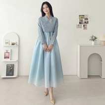민한복 57번 하르딘 여성 계량 철릭 원피스 개량 퓨전 허리 치마 드레스 여자 생활한복