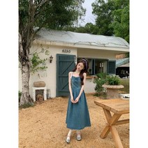 여성 데님 오버롤 빅사이즈 롱 원피스