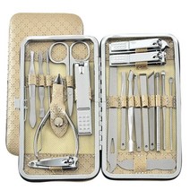 네일도구 네일푸셔 7/10/12/16 pcs 매니큐어 커터 손톱 깎기 세트 가정용 스테인레스 스틸 귀 스푼 가위 페, 19 19pc Yellow