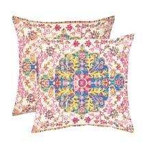 Chiinvent 보헤미안 스타일 장식용 쿠션 2개 세트 블랙 그레이 베개 50.8x50.8cm(20x20인치), Boho