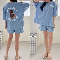 [쉬즈미] (TRS-1575)베드베어 루즈핏 반바지 트레이닝세트 여름 (8780080)