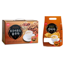 1+1 현아몰 고향 율무차 천마차 견과류 전통차 분말 대용량, 호두아몬드 율무차 40개입+콘프레이크 천마차 40개입