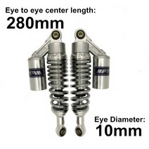 오토바이 서스펜션 쇼바 스쿠터 쇼바 애어서스펜션 가스 스프링 튜닝 유니버설 280mm 320mm 340mm 포크 라운드 에어 쇼크 업소버 리어 서스펜션 스프링 스쿠터 DirtBik, 협력사, 280mm 라운드 아이10mm, 1개