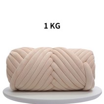 프리미어울 손 뜨개질용 슈퍼 청키 원사 크고 두꺼운 거대한 실 로빙 스피닝 DIY 팔 굵은 벨벳 부드럽고 큰 담요 1kg 1000g, Beige 1KG