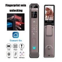 Usmrat Go 3D 얼굴 인식 정맥 지문 디지털 전자 도어락 카메라 생체 잠금 해제 스마트, 03 gold-finger vein