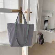 패치워크 심플 체크 에코백 숄더 캔버스